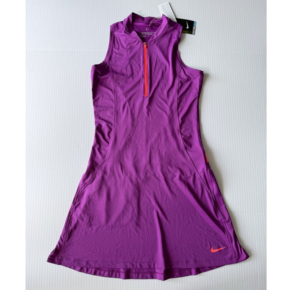 Nike Purple Golf Dress Women Small Dri-FIT 1/4 Zip Sleeveless Athletic Tennis